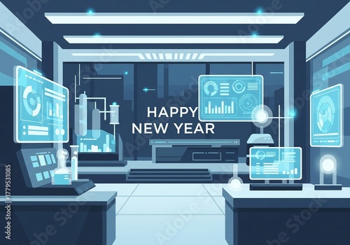 Happy New Year Hanging red Christmas bauble balls with realistic gold 3d numbers 2024 and snowflakes. Watch with Roman numeral and countdown midnight, eve for New Year. Merry Christmas. Vector.