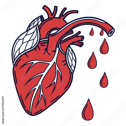 Bleeding Heart Illustration with Stylized Anatomy