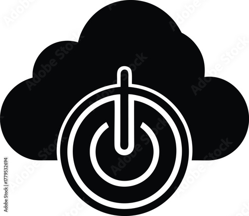 Cloud computing power button, representing cloud services on and off functionality