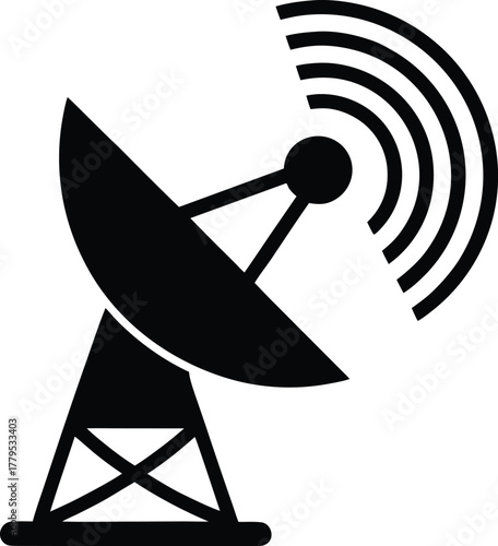 Satellite dish icon sending and receiving signals for telecommunication systems