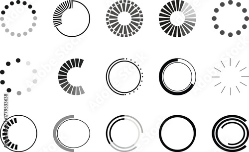 Collection of Circular Loading Spinners and Progress Indicators progress bar icon