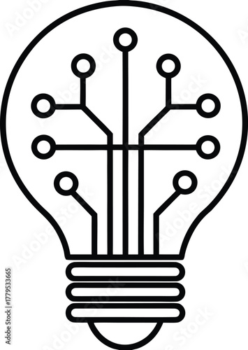 Digital circuit board light bulb icon for innovative technology idea