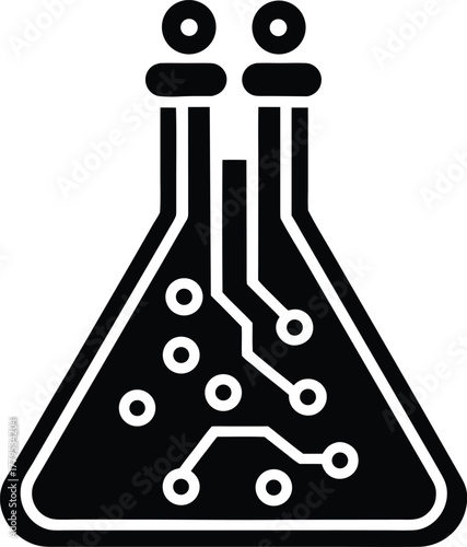 Digital biology in a lab flask representing scientific innovation and smart research