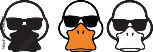 Three cool ducks wearing sunglasses silhouette