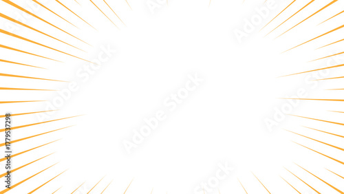 Abstract background featuring dynamic orange radial lines bursting outward. Vibrant sunburst or speed line effect. Motion, energy, and light, with a clean, minimal aesthetic emphasizing contrast