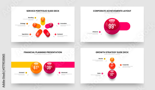 Advertising Innovation 5 1 2 3 Step Infographic Slide Layout Bundle. Investor Portfolio Five One Two Three Option Graph Frame Template Vector Illustration Set.