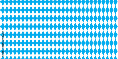 Bavarian Oktoberfest seamless pattern with blue and white rhombus Flag of Bavaria Oktoberfest blue checkered background Wallpaper Vector old diamonds background