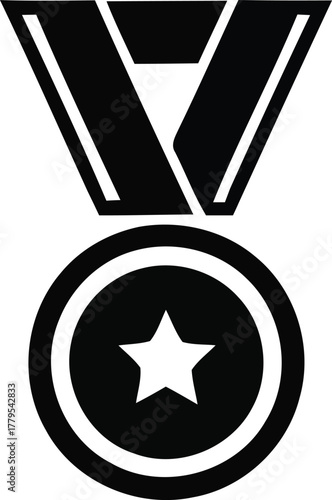 Award medal icon with a star and ribbon representing victory and success