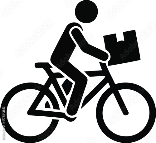 Bicycle delivery person carrying a package box representing swift courier service.