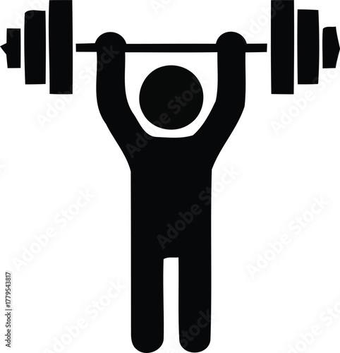 Person performing bench press exercise with barbell in fitness workout icon illustration