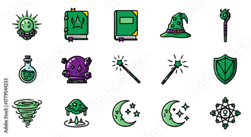 Enchanting magic elements collection perfect for fantasy games and whimsical designs