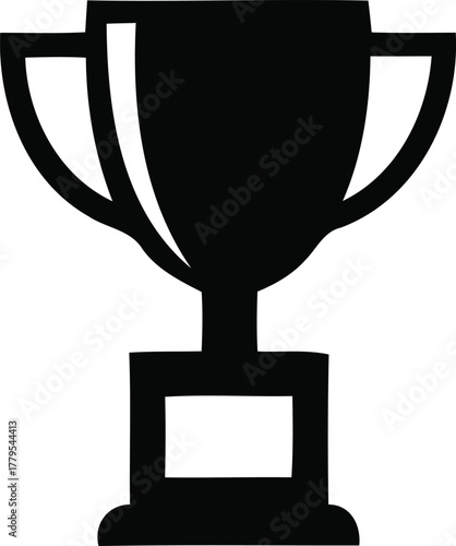 Trophy icon representing success achievement and victory isolated on black background