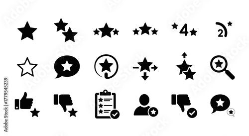 Modern rating and feedback icons for reviews, ranking, and customer satisfaction
