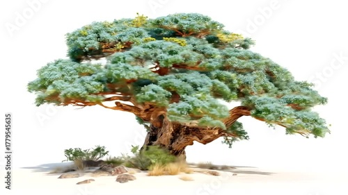 Wallpaper Mural Ancient Desert Tree with Gnarled Trunk and Lush Green Foliage. Torontodigital.ca