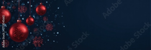 Festive Christmas Ornaments on a Dark Blue Background.