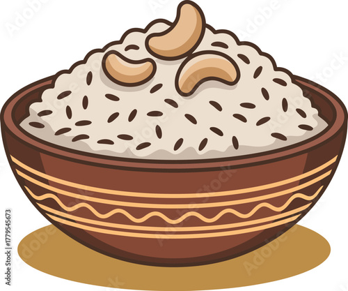 Delicious Bowl of Rice with Cashews