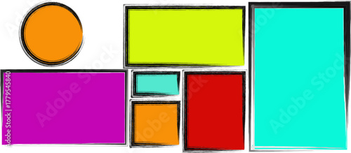 Colorful abstract shapes background art with brush stroke effect display