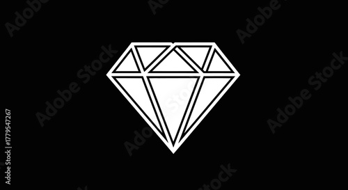 A minimalist white diamond outline on a solid black background, symbolizing luxury and value.
