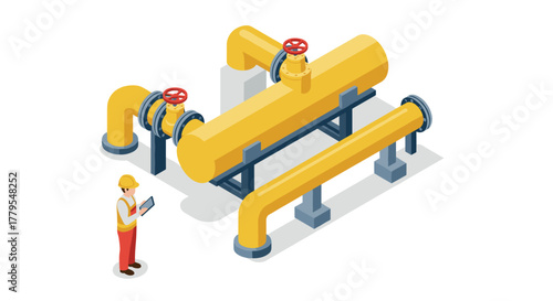 Isometric pipeline system with engineer industrial infrastructure and utility management