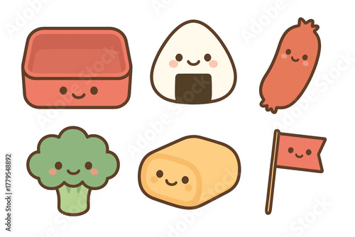 Cute food characters for playful designs and creative projects. Set of 6 vector illustration
