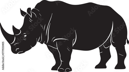 Majestic rhinoceros silhouette side view wildlife safari animal icon nature