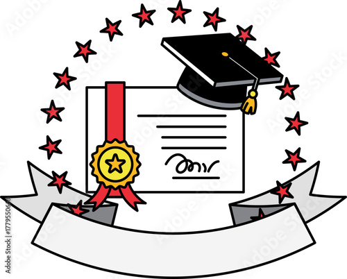 logotype of A graduation cap and diploma