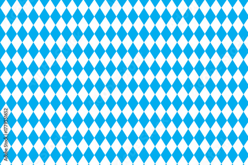 Seamless Bavarian blue and white diamond checkerboard pattern vector, Oktoberfest festival fabric and wallpaper background.