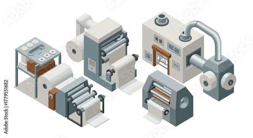 Isometric paper manufacturing machines and equipment set for industrial production