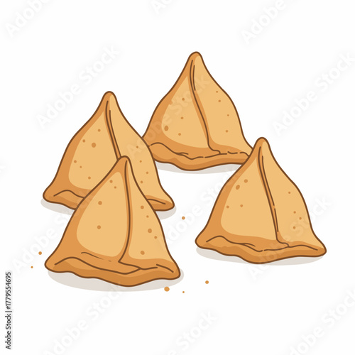 Detailed Handdrawn Triangular Shape Savory Pastry Puffs Food Illustration
