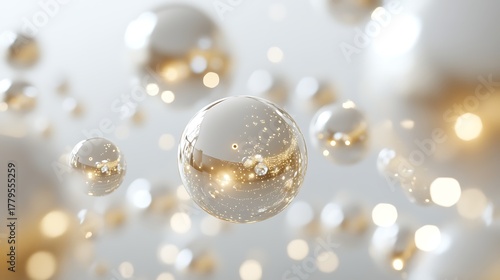 Wallpaper Mural Simple white background with floating baubles and holiday lights Torontodigital.ca