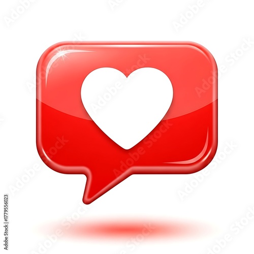 Free Download Stylized red social media icon showing love and engagement with a bright white heart in a speech bubble - GFXLoad