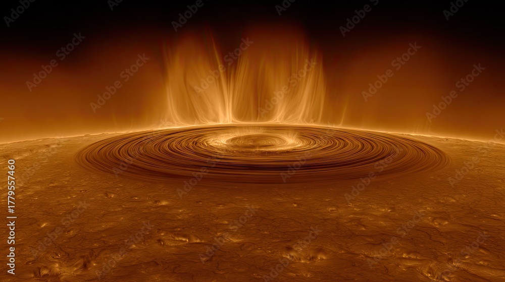 Fototapeta premium Abstract illustration of a planetary event with dynamic atmospheric phenomena