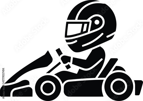 Go-Kart Racer with Helmet Silhouette