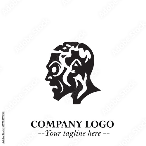 Head of Zombie Logo Symbol in Black on the White Background with Horror Minimal Vector Design