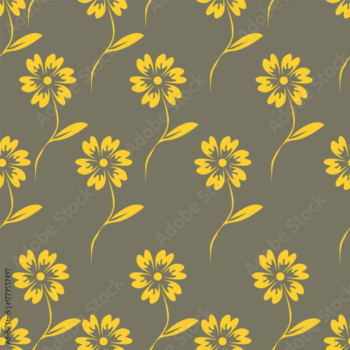 Floral botanical vector texture pattern with flowers and leaves. Seamless pattern can be used for wallpaper, pattern fills, web page background, surface textures.
