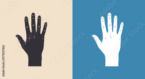Contrasting black and white hands symbolizing unity and racial harmony.