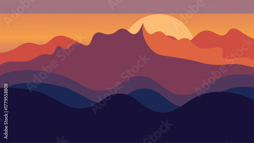 Abstract Sunset Over Rolling Hills sunrise mountains