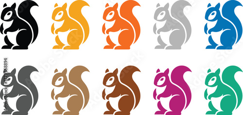 Squirrel silhouettes colorful collection, Multicolor animal silhouettes vector art