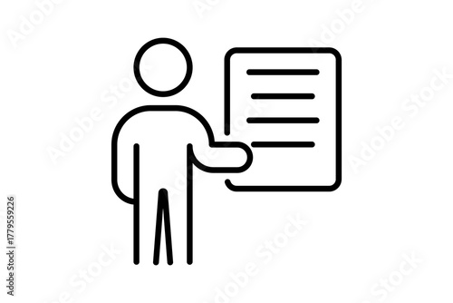Presenter with Document Presentation Icon. Icon related to Presentation. Line icon style. Simple vector design editable