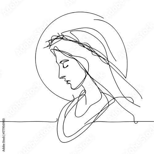 The scene “Gloria in Excelsis Deo” in outline Biblical Christmas Scenes outline / minimal linear vector