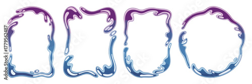 3D Chrome Liquid Metal Frame Set – Futuristic Y2K Border for Logo, Poster, Banner, Packaging, Album Cover, Social Media Design