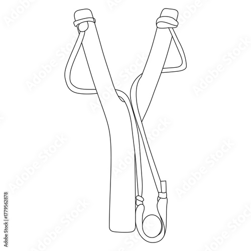 Slingshot line art vector design.Slingshot outline illustration design.