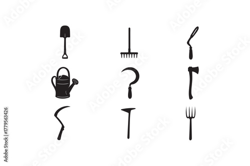 Farmer Tools icon silhouette illustration on white background.