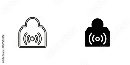 Wireless signal icon in black and white, communication concept