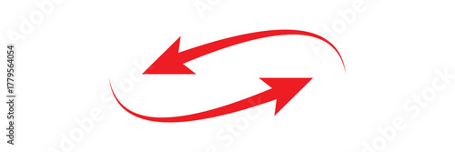 Long arrows icon set. Vector set of trendy long arrows left and right in flat style. Replaceable vector design. Long red curved arrow. Red long arrow vector icon. Flat style long arrow symbol. 