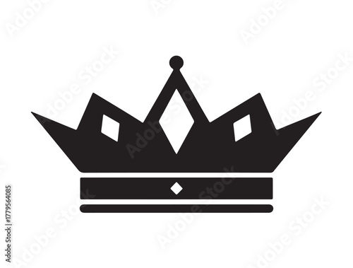Fotomural Diamond Reign crown icon in silhouette white background,.
