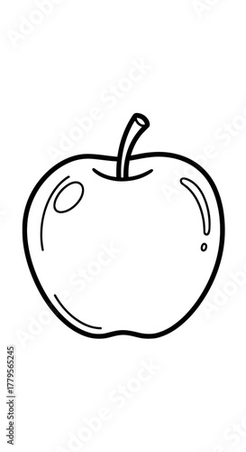 Delicious Apple Illustration for Educational Resources, School Projects, and Healthy Eating Campaigns Featuring a Fresh, Juicy Fruit in a Simple, Clean Line Art Style for Recipes and Nutrition Guides