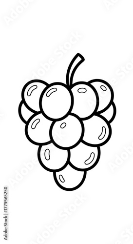 Outline Grape Clipart Illustration for Children's Education: Simple Vineyard Fruit Graphic for Coloring Pages, Food Industry Designs & Healthy Eating Campaigns, Perfect for Print & Digital Media, Blac