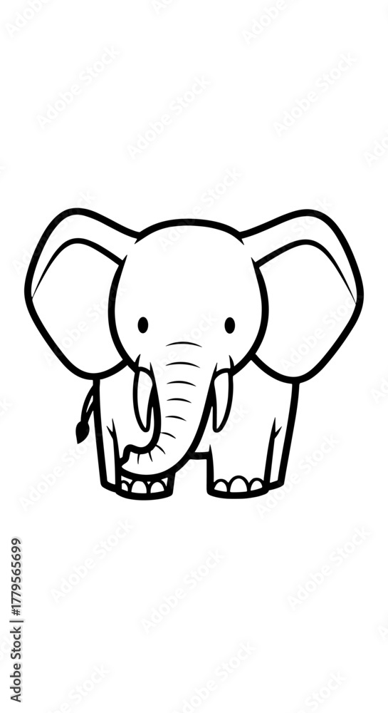 Obraz premium Cute Baby Elephant Illustration Standing, Cartoon Style for Children's Book, Wildlife Conservation Education Project or African Safari Animal Graphic Design Element, Vector Icon Symbol Isolated for Z