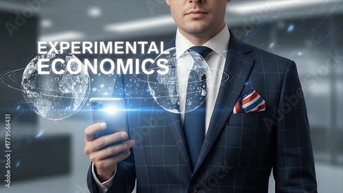 Businessman Analyzing Global Economics with Digital Technology